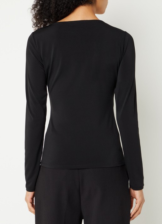 French Connection Maxine longsleeve met gedrapeerd detail - achterkant 4 zwart