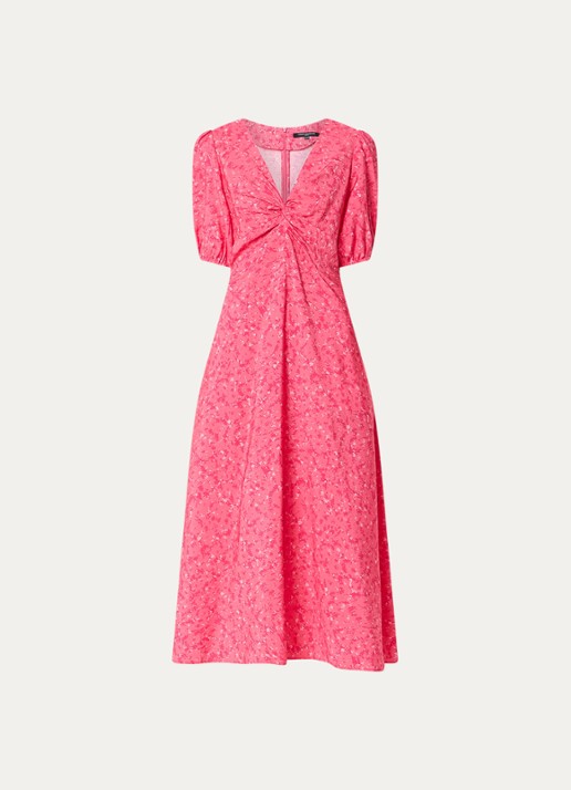French Connection Melissa midi jurk met print - voorkant 2 donkerroze
