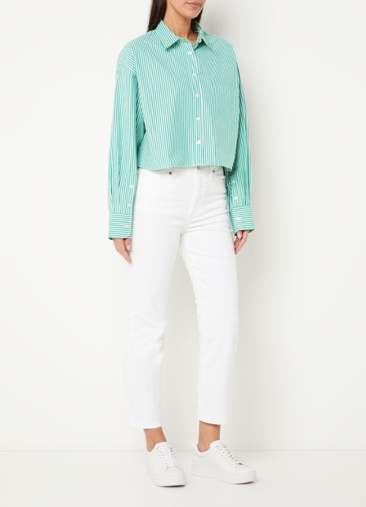 French Connection Mid waist straight leg cropped jeans met gekleurde wassing - voorkant 4 wit