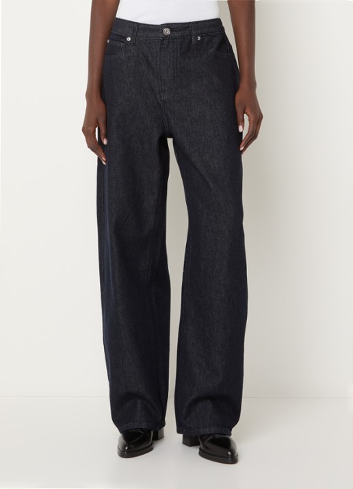 French Connection Misa high waist balloon fit jeans met donkere wassing - detail indigo