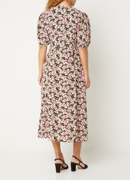 French Connection Molly midi jurk met bloemenprint - achterkant 4 roze
