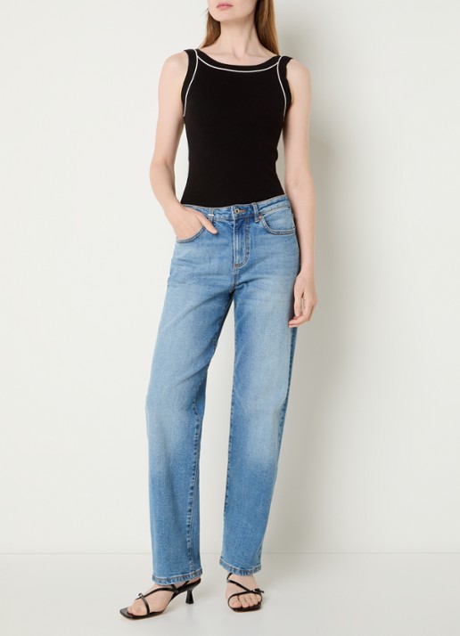 French Connection Mozza top met stretch - voorkant 3 zwart