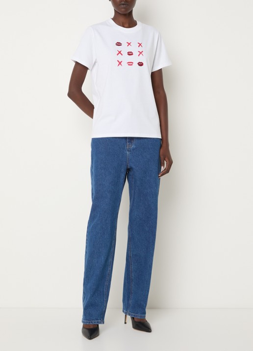 French Connection Noughts And Kisses T-shirt met print - voorkant 4 wit
