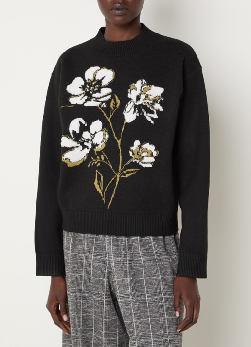 French Connection Oriana fijngebreide trui met ingebreide bloemenprint