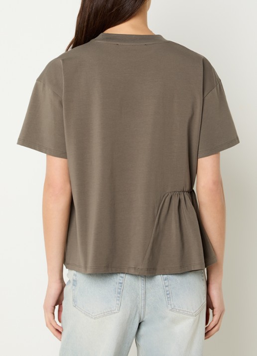 French Connection Rallie T-shirt met asymmetrisch detail - achterkant khaki