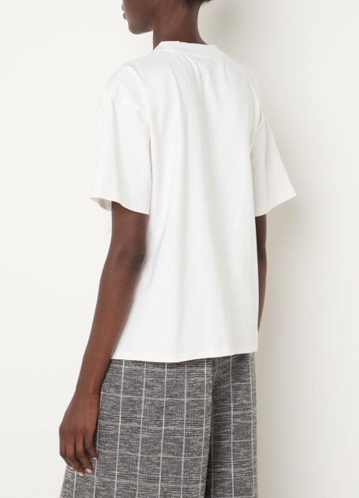 French Connection Rallie T-shirt met gedrapeerd detail en applicatie - achterkant wit