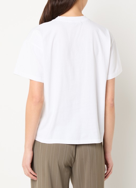 French Connection Rosette Ruffle T-shirt met applicatie - achterkant wit
