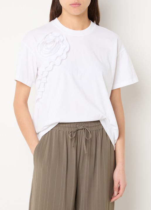 French Connection Rosette Ruffle T-shirt met applicatie