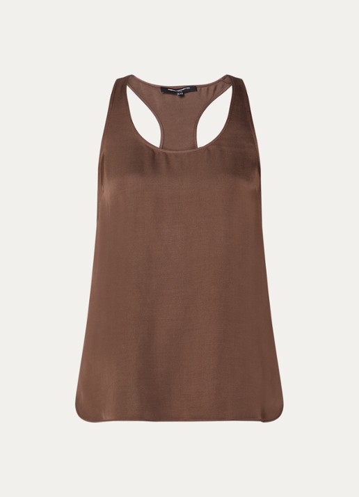 French Connection Sera tanktop van satijn - voorkant 3 bruin