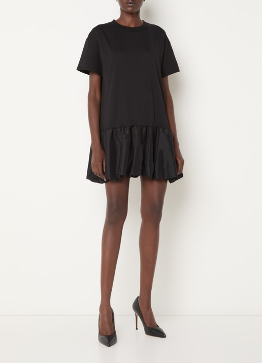 French Connection Sivine mini jurk met peplum - voorkant 2 zwart