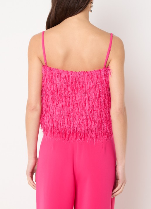 French Connection Sonia top met structuur - achterkant fuchsia