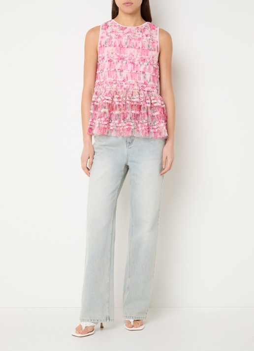 French Connection Vanessa top met bloemenprint - voorkant 4 roze