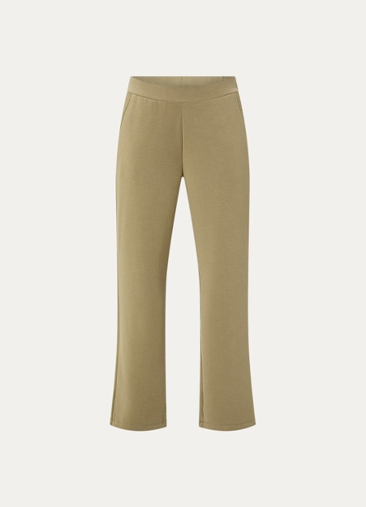 French Connection Wren high waist wide fit pantalon met steekzakken - voorkant mosgroen