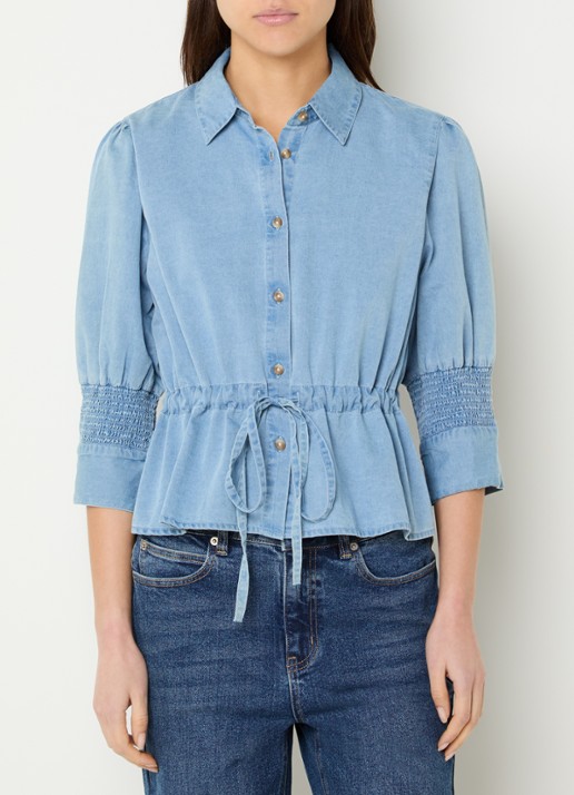 French Connection Zaves blouse van chambray met strikceintuur