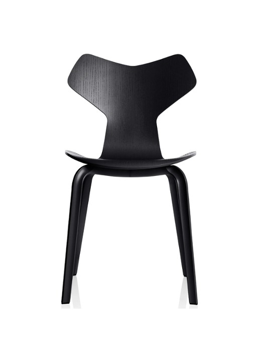 Fritz Hansen Grand Prix Chair Wood stoel gekleurd essen - voorkant zwart