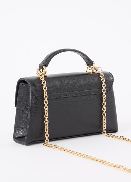 FURLA 1927 Mini handtas van leer met structuur - achterkant 3 zwart