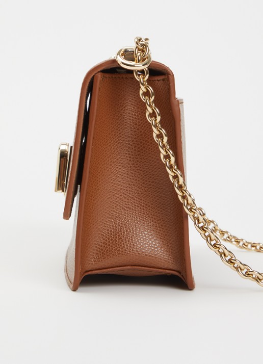 FURLA 1927 mini schoudertas van leer met structuur - detail 4 cognac