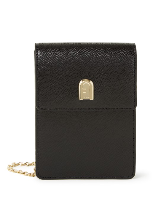 FURLA 1927 Mini Vertical crossbodytas van leer - voorkant 3 zwart