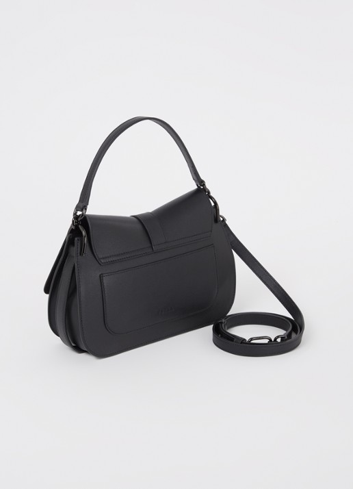 FURLA Flow handtas M van kalfsleer - achterkant 4 zwart