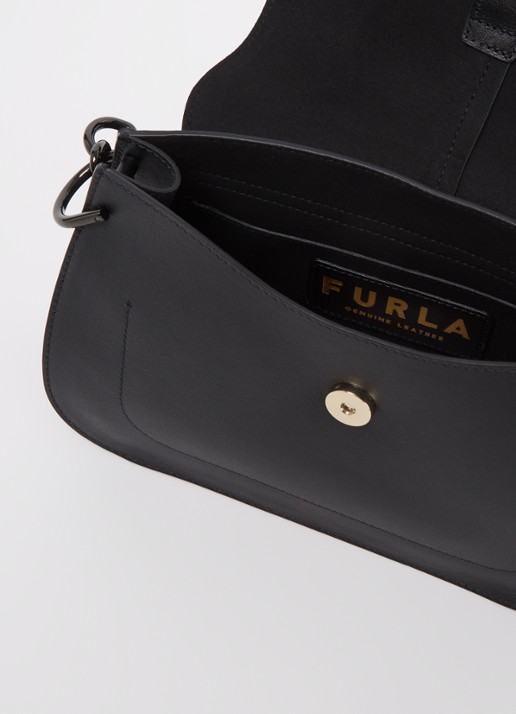 FURLA Flow handtas M van kalfsleer - detail zwart