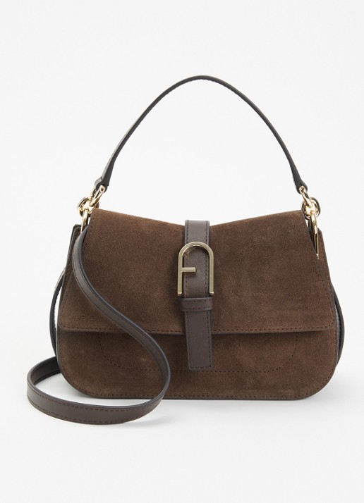 FURLA Flow Mini handtas van suède met details van kalfsleer
