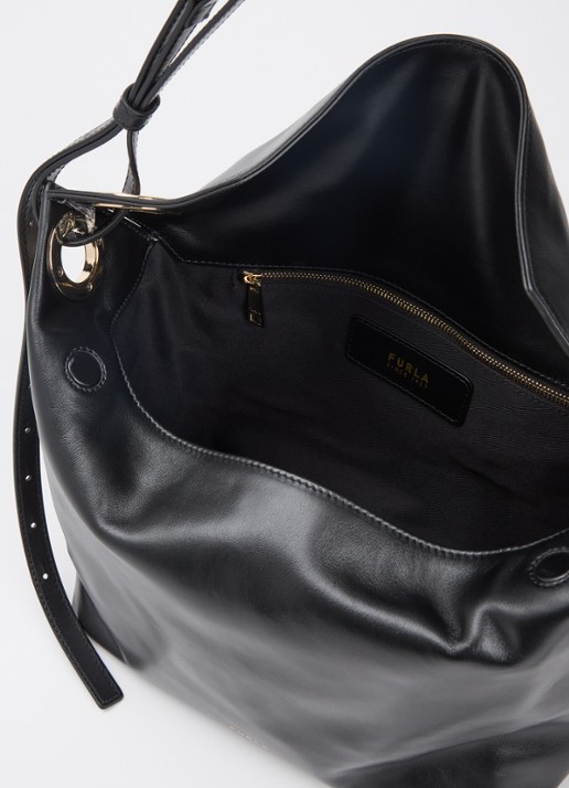 FURLA Ginevra M schoudertas van leer - detail 3 zwart
