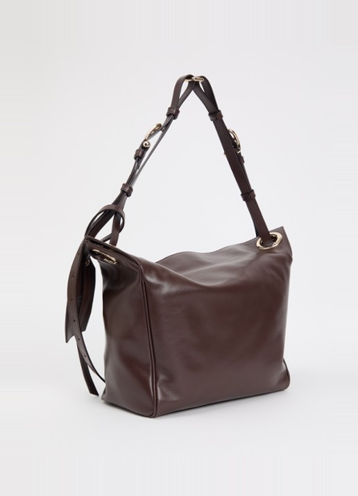 FURLA Ginevra M schoudertas van leer - achterkant bruin