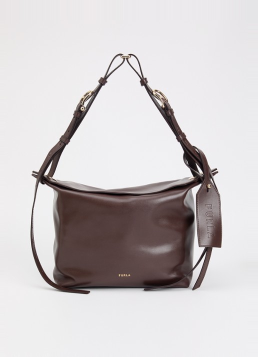 FURLA Ginevra M schoudertas van leer - voorkant 2 bruin