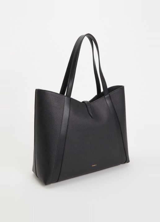 FURLA Goccia L schoudertas van kalfsleer met logo - achterkant zwart