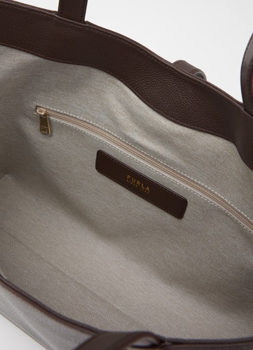 FURLA Goccia L schoudertas van kalfsleer met logo - detail 2 donkerbruin