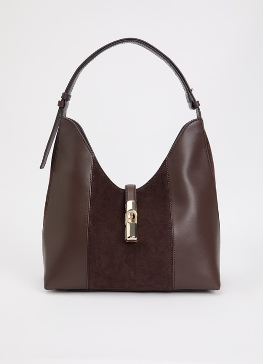 FURLA Goccia M schoudertas van kalfsleer met details van suède