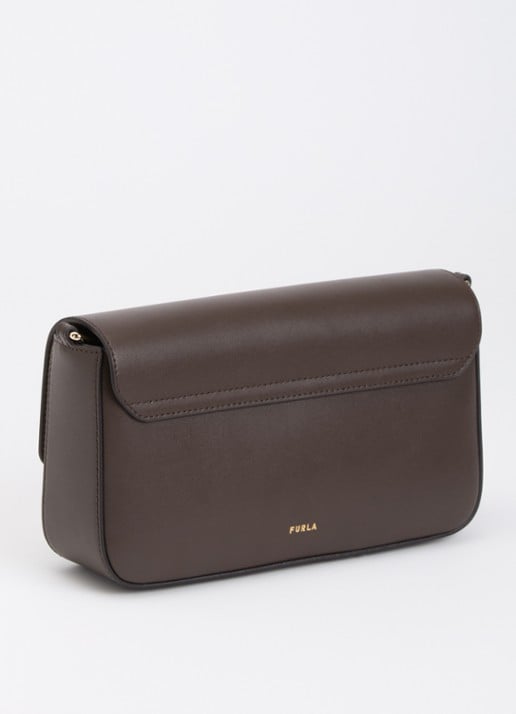 FURLA Iride S crossbodytas van leer - achterkant 5 chocoladebruin