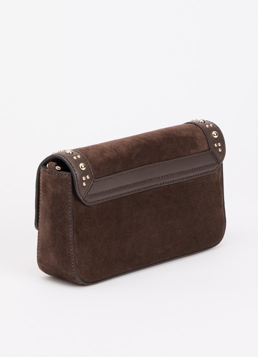 FURLA Iride S crossbodytas van suède met studs en afneembare schouderriem - achterkant 4 bruin