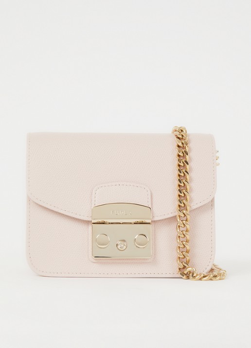 FURLA Metropolis Mini crossbodytas van kalfsleer - voorkant 4 lichtroze