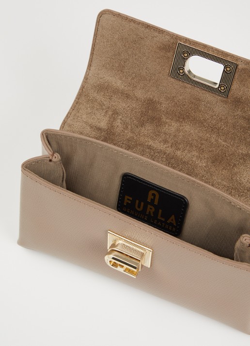 FURLA Mini handtas van leer met afneembare schouderriem - detail 2 donkerbeige