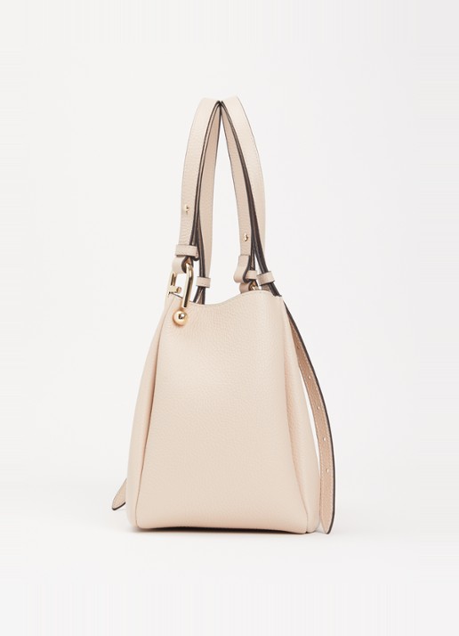FURLA Nuvola M schoudertas van leer met verstelbare schouderriem - detail 3 creme