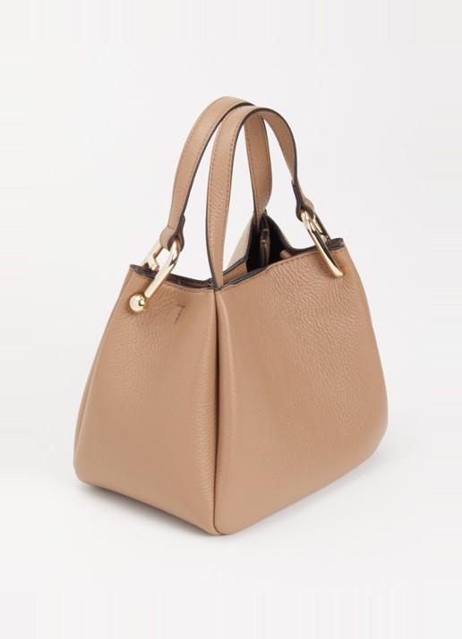 FURLA Nuvola Mini handtas van leer - achterkant 2 donkerbeige