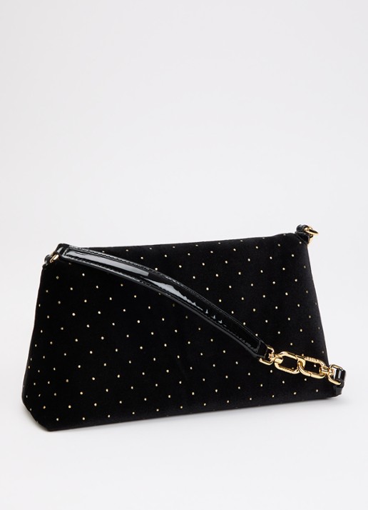 FURLA Sfera Soft Mini crossbodytas van fluweel met verstelbare schouderriem - achterkant 4 zwart