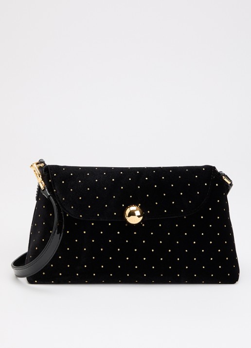FURLA Sfera Soft Mini crossbodytas van fluweel met verstelbare schouderriem - voorkant 5 zwart