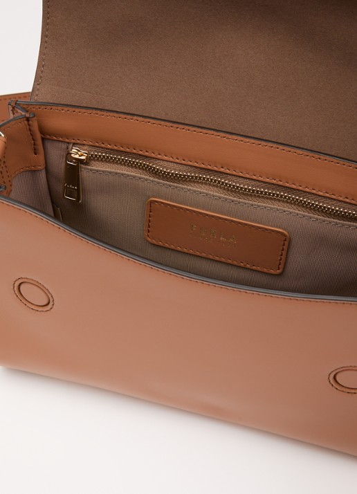 FURLA Urban S crossbodytas van leer met verstelbare schouderriem - detail 3 roestbruin