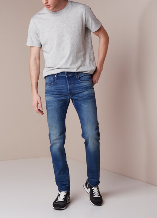 G-Star RAW 3301 Mid rise slim fit jeans met stretch - voorkant 5 indigo