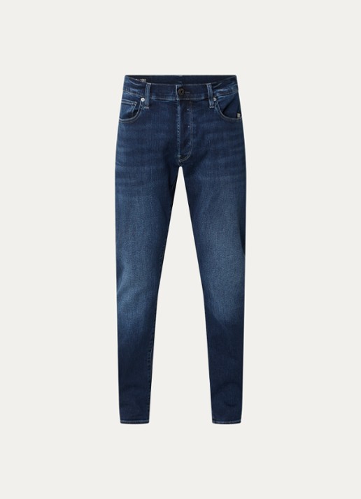 G-Star RAW 3301 slim fit jeans met donkere wassing - voorkant 2 donkerblauw
