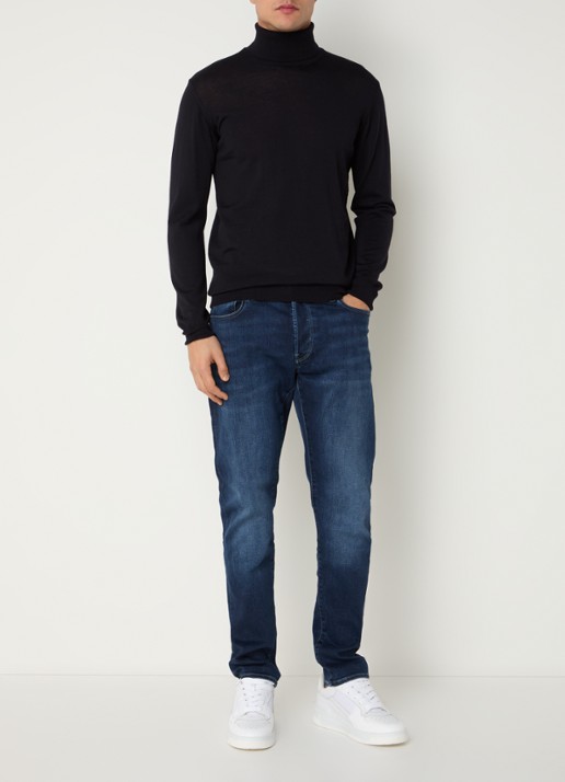 G-Star RAW 3301 slim fit jeans met donkere wassing - voorkant 3 donkerblauw