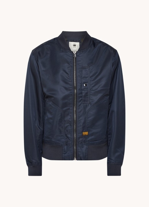 G-Star RAW Bomberjack met steekzakken en logo - voorkant 2 blauw