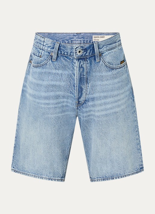 G-Star RAW Dakota straight fit korte broek van denim - voorkant 2 indigo