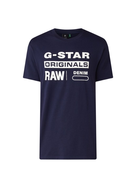 G-Star RAW Graphic T-shirt met tekstopdruk - voorkant royalblauw