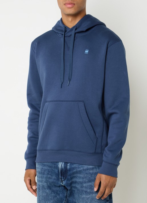 G-Star RAW Hoodie met logo - detail staalblauw