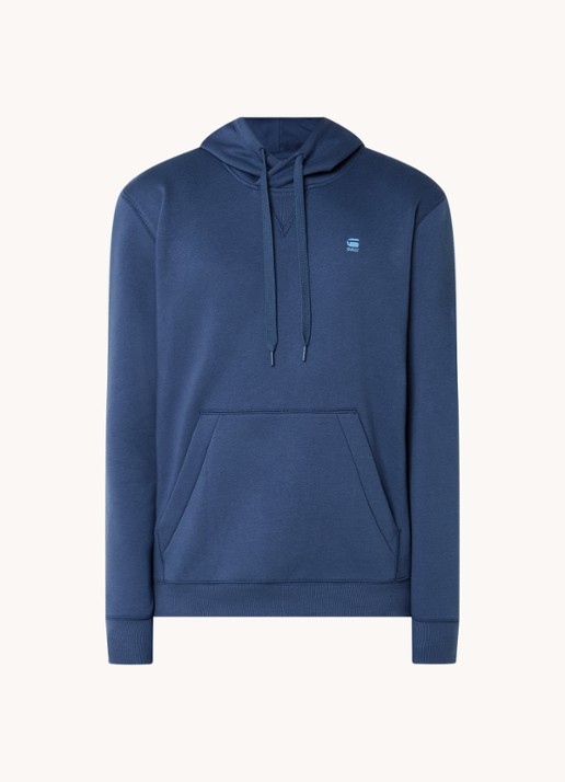 G-Star RAW Hoodie met logo - voorkant 4 staalblauw