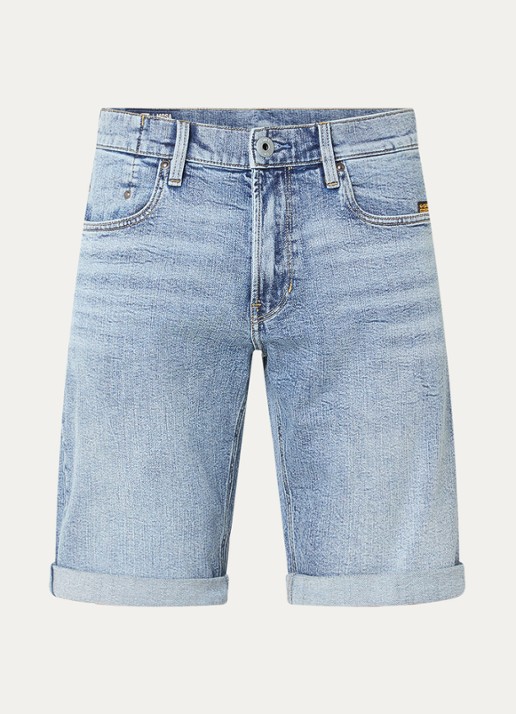 G-Star RAW Mosa straight fit korte broek van denim - voorkant 2 indigo