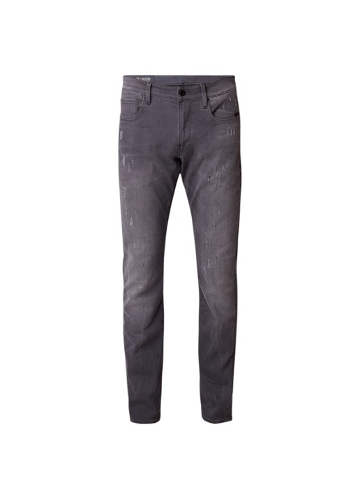 G-Star RAW Revend low rise super slim fit jeans met ripped details - voorkant grijs